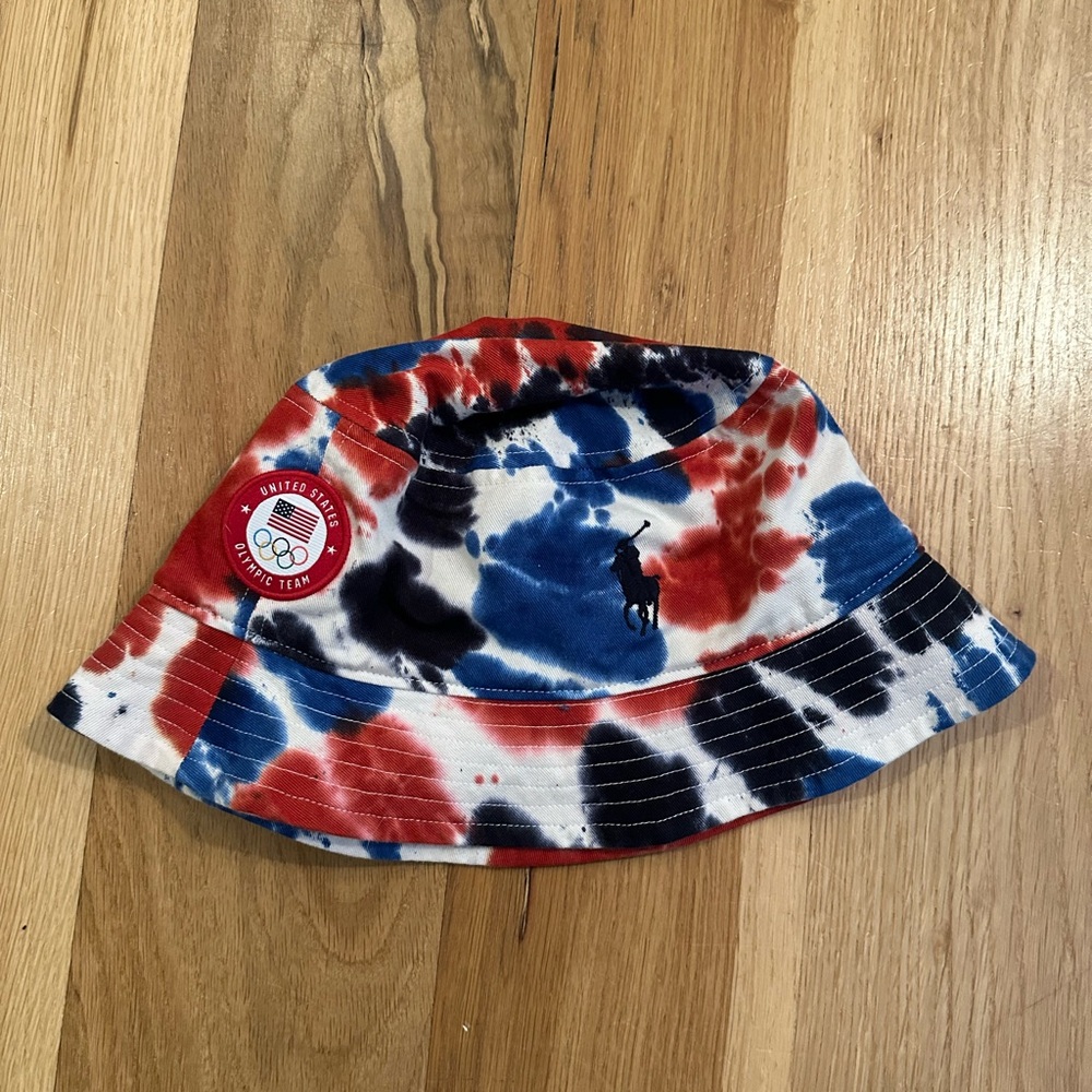 Polo by Ralph Lauren Red, Blue, and White Tie-Dye Bucket Hat